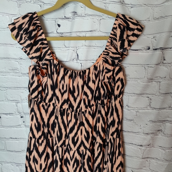 English Factory Tiger Print Ruffle Sleeve Maxi Dress Size Medium NWT - Picture 11 of 11